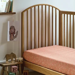 Kids Bedding|Bedding>Piglet in Bed Apricot Kids Floral Cotton Fitted Sheet Apricot Floral