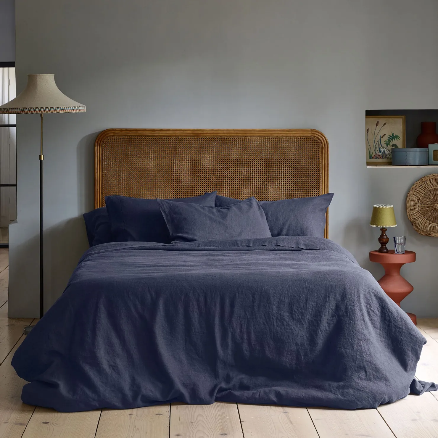 Linen Bedding|Duvet Covers>Piglet in Bed Linen Blend Duvet Cover Atlantic