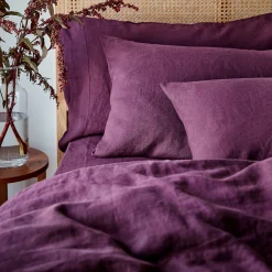 Linen Bedding|Pillowcases>Piglet in Bed 100% Linen Pillowcases (Pair) Berry