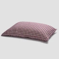 Gingham Bedding|Linen Bedding>Piglet in Bed 100% Linen Pillowcases (Pair) Berry Gingham
