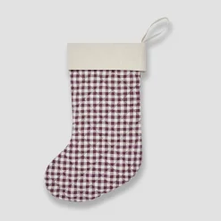 Christmas Decorations|Christmas Decorations>Piglet in Bed Christmas Stocking Berry Gingham
