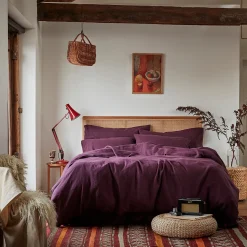 Linen Bedding|Duvet Covers>Piglet in Bed Linen Blend Duvet Cover Berry