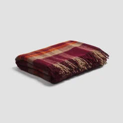 Blankets & Throws|Blankets & Throws>Piglet in Bed Berry Plaid Cabin Wool Blanket Berry Gingham