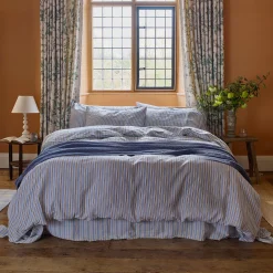 Striped Bedding|Linen Bedding>Piglet in Bed Linen Blend Duvet Cover Bluebell Somerley Stripe