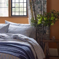 Striped Bedding|Linen Bedding>Piglet in Bed Linen Blend Pillowcases (Pair) Bluebell Somerley Stripe