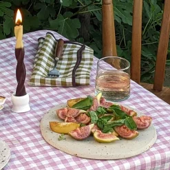 Table Linens>Piglet in Bed 100% Linen Napkins Set of 4 Botanical Green Gingham