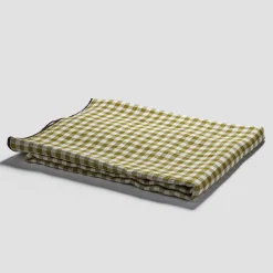 Table Linens>Piglet in Bed 100% Linen Tablecloth Botanical Green Gingham