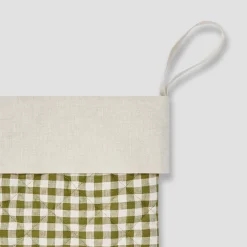 Christmas Decorations|Christmas Decorations>Piglet in Bed Christmas Stocking Botanical Green Gingham