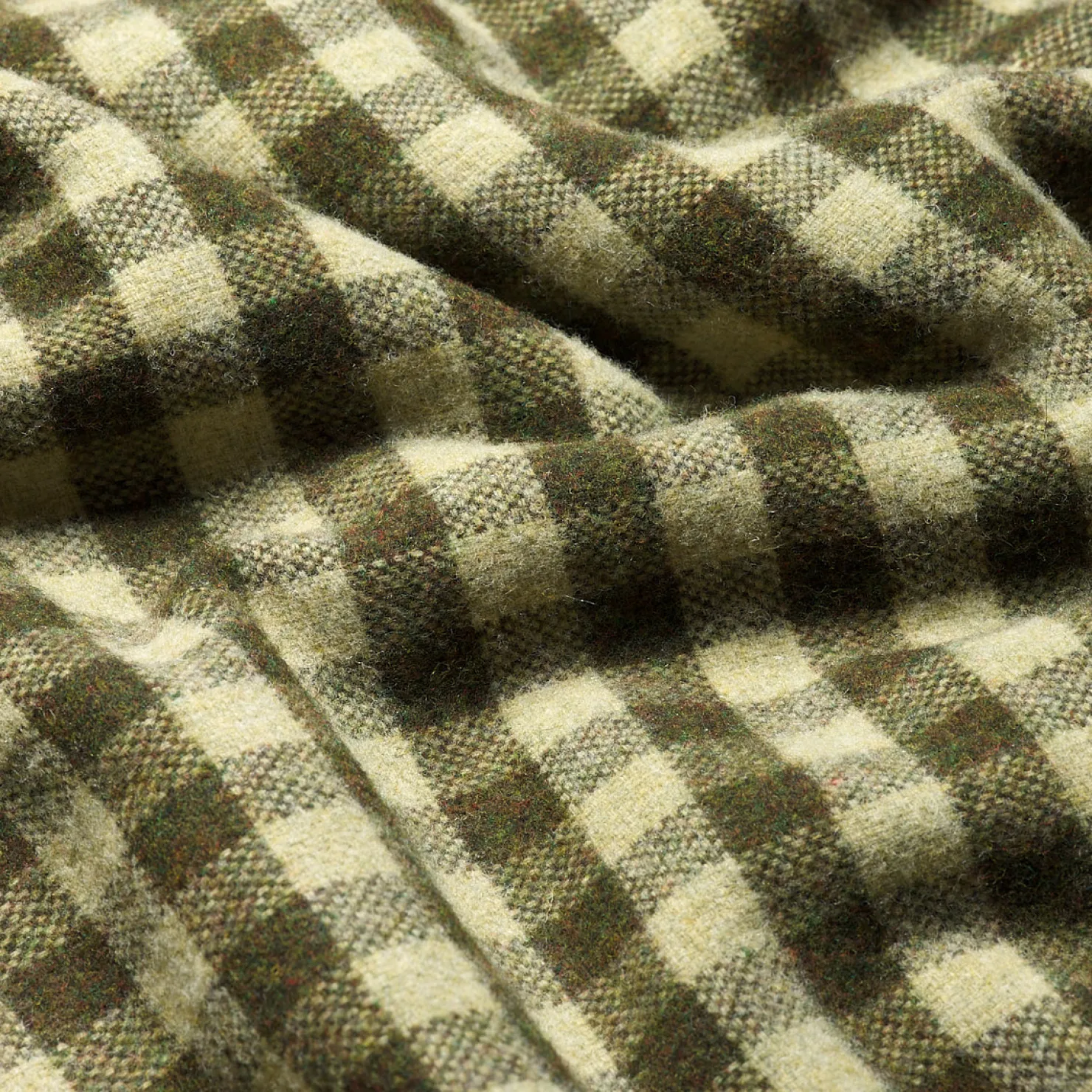 Blankets & Throws|Blankets & Throws>Piglet in Bed Botanical Green Gingham Wool Blanket
