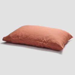 Linen Bedding|Pillowcases>Piglet in Bed 100% Linen Pillowcases (Pair) Burnt Orange