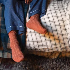 Linen Pajamas>Piglet in Bed Alpaca Bed Socks Burnt Orange