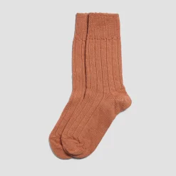 Linen Pajamas>Piglet in Bed Alpaca Bed Socks Burnt Orange