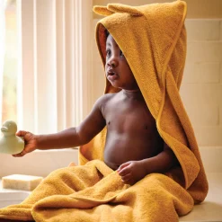 Toys|Kids Bathroom>Piglet in Bed Cotton Woodland Animal Hooded Towel Buttercup