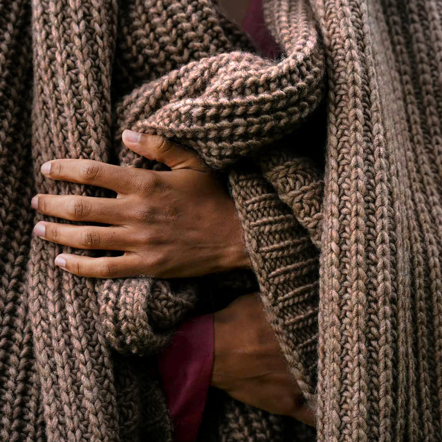 Kids Bedding|Bedding>Piglet in Bed Caramel Wool Knit Throw Creme Caramel Weave