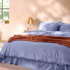 Linen Bedding|Duvet Covers>Piglet in Bed Linen Blend Duvet Cover Celeste Blue