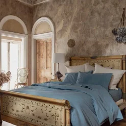 Flat Sheets>Piglet in Bed Washed Percale Cotton Flat Sheet Cove Blue