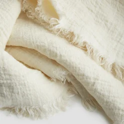 Blankets & Throws|Blankets & Throws>Piglet in Bed Cream Linen Crinkle Throw
