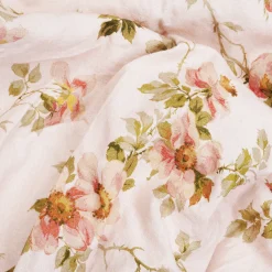 Linen Bedding|Fitted Sheets>Piglet in Bed Linen Blend Fitted Sheet Cream Pastel Field Rose