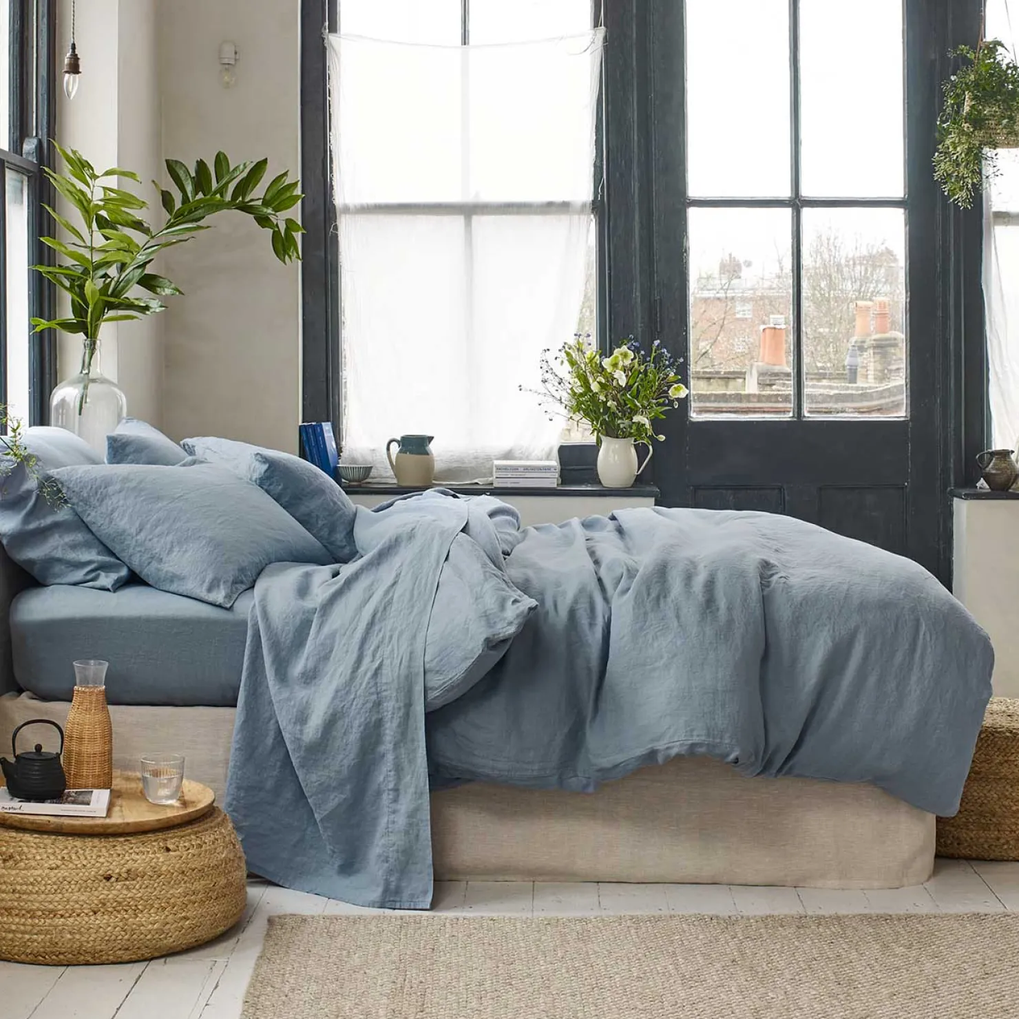 Linen Bedding|Duvet Covers>Piglet in Bed 100% Linen Duvet Cover Dusk Blue