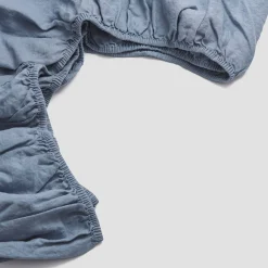 Linen Bedding|Fitted Sheets>Piglet in Bed Linen Blend Fitted Sheet Dusk Blue