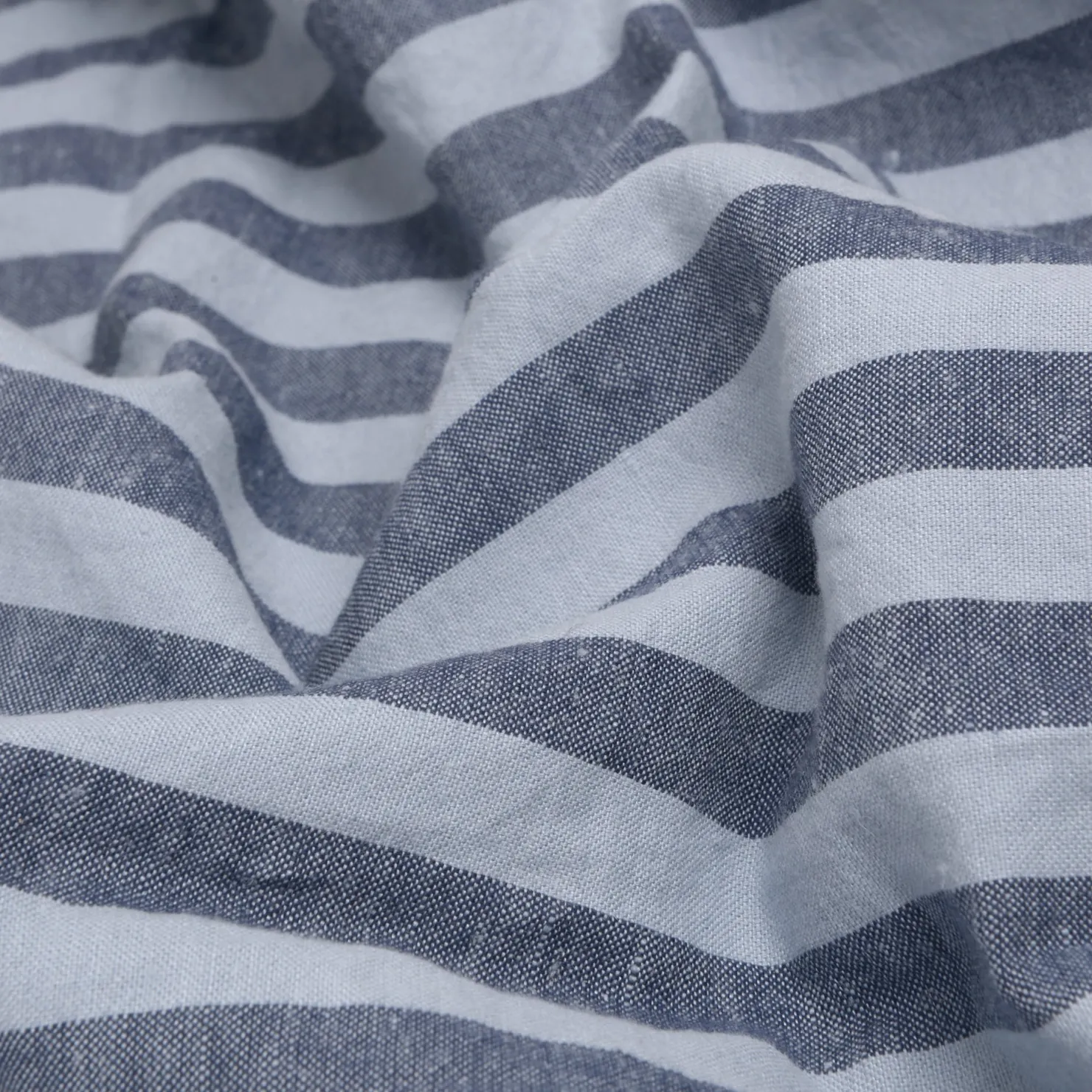 Striped Bedding|Linen Bedding>Piglet in Bed Linen Blend Pillowcases (Pair) Dusty Blue Amberley Stripe