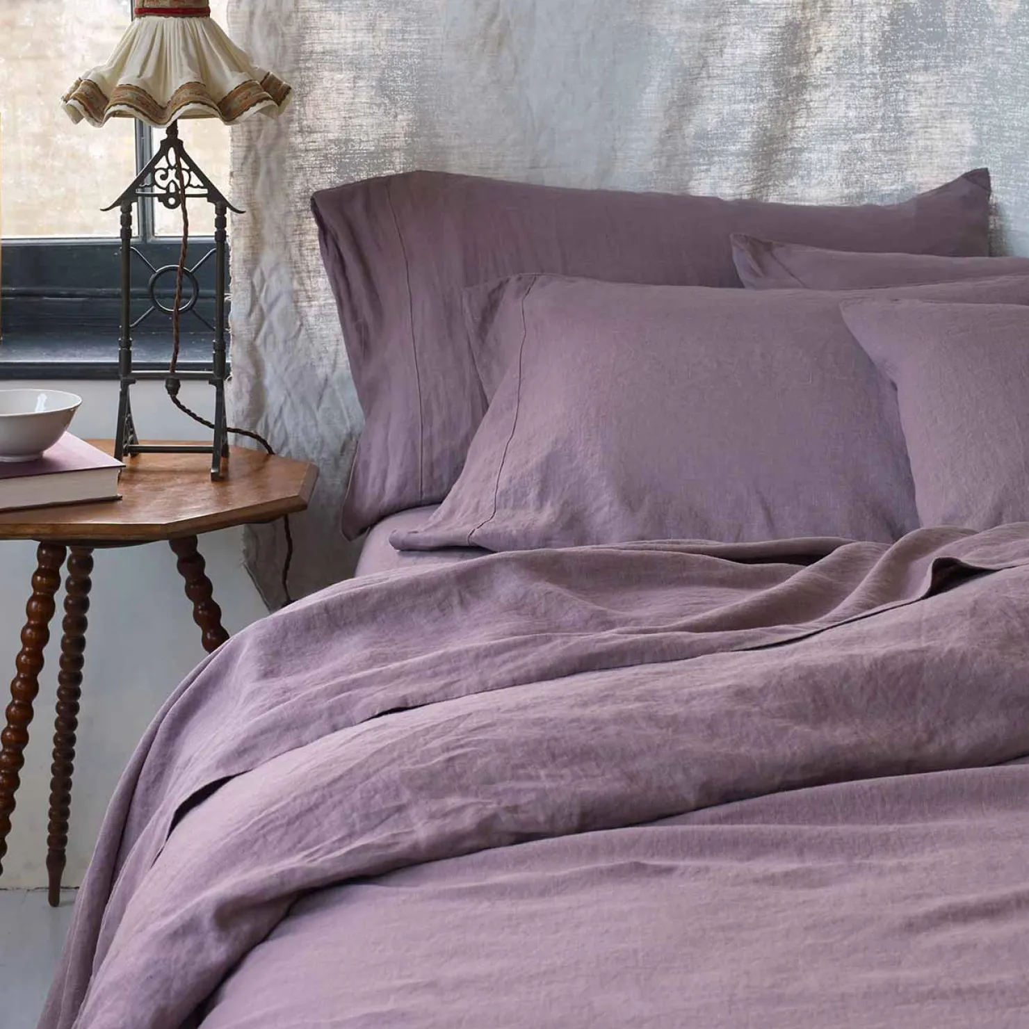 Linen Bedding|Duvet Covers>Piglet in Bed 100% Linen Duvet Cover Elderberry
