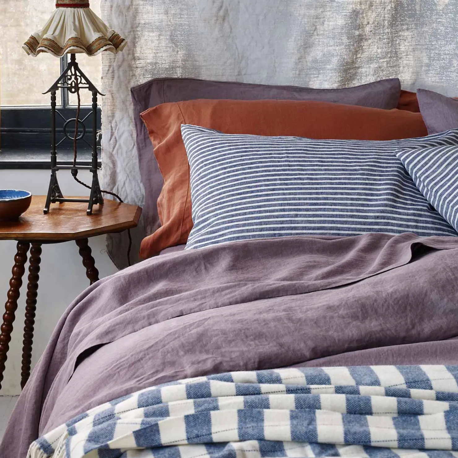 Linen Bedding|Duvet Covers>Piglet in Bed 100% Linen Duvet Cover Elderberry