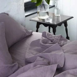 Linen Bedding|Flat Sheets>Piglet in Bed 100% Linen Flat Sheet Elderberry