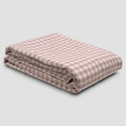 Gingham Bedding|Duvet Covers>Piglet in Bed 100% Linen Duvet Cover Elderberry Gingham