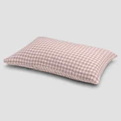Gingham Bedding|Pillowcases>Piglet in Bed Gingham 100% Linen Pillowcases (Pair) Elderberry