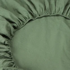Linen Bedding|Fitted Sheets>Piglet in Bed Linen Blend Fitted Sheet Elm Green