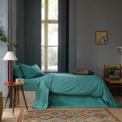 Duvet Covers>Piglet in Bed Washed Cotton Percale Duvet Cover Faded Jade