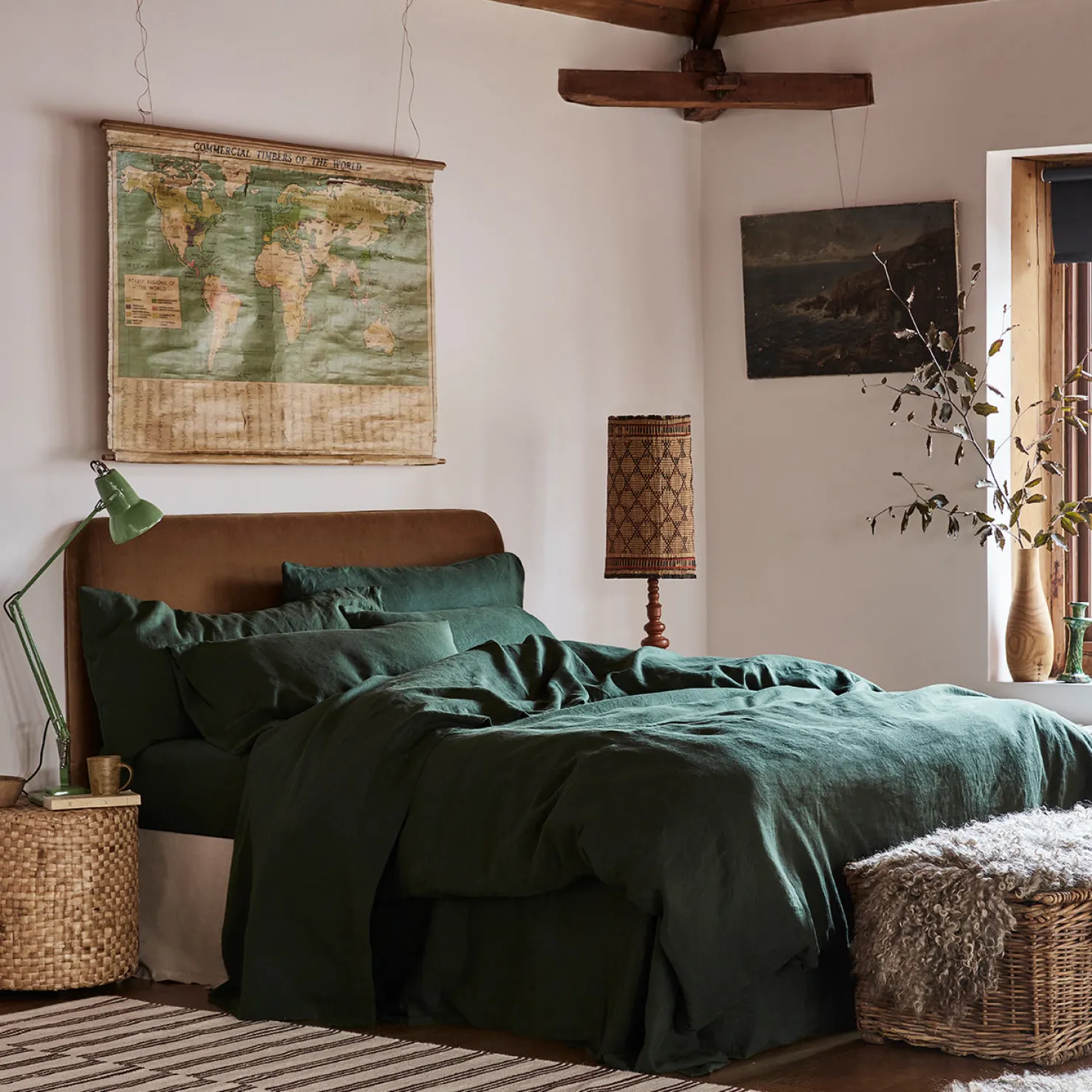 Linen Bedding|Duvet Covers>Piglet in Bed 100% Linen Duvet Cover Fern Green