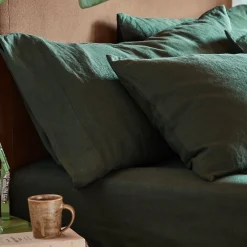 Linen Bedding|Pillowcases>Piglet in Bed 100% Linen Pillowcases (Pair) Fern Green