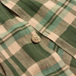 Linen Bedding|Duvet Covers>Piglet in Bed Fern Green Dallington Plaid Linen Blend Duvet Cover Fern Green Dallington Check