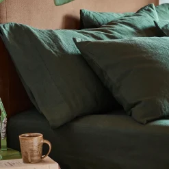 Linen Bedding|Pillowcases>Piglet in Bed Linen Blend Pillowcase (Pair) Fern Green