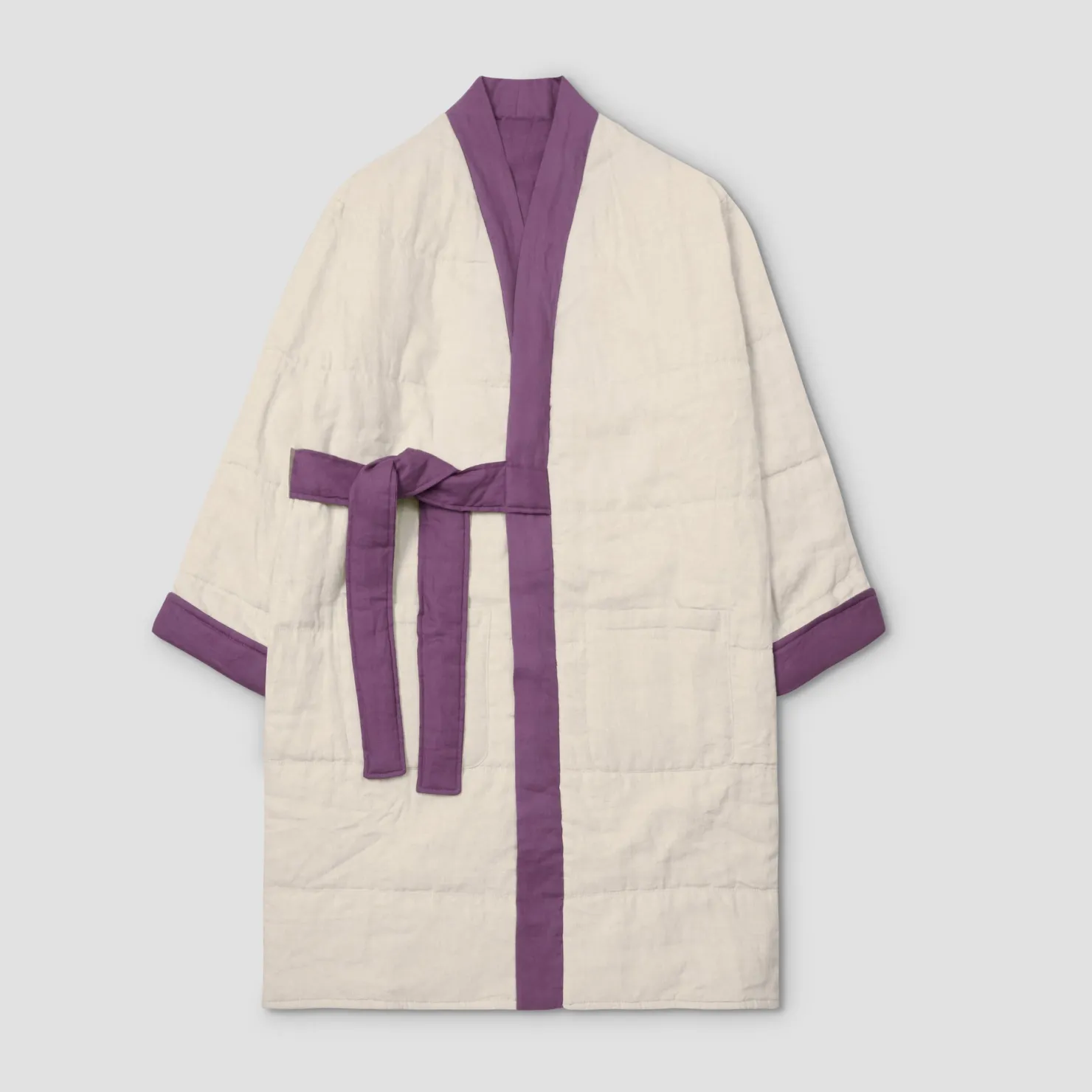 Linen Pajamas|Linen Pajamas>Piglet in Bed Linen Housecoat Fig