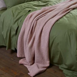 Blankets & Throws|Blankets & Throws>Piglet in Bed French Rose Waffle Cotton Throw