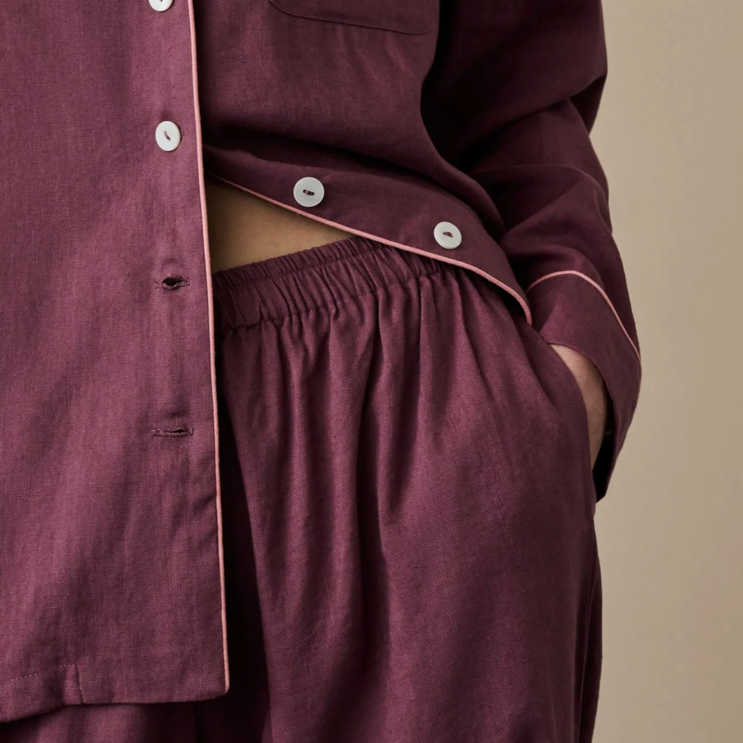 Linen Pajamas>Piglet in Bed Linen Pajama pants Fresh Fig