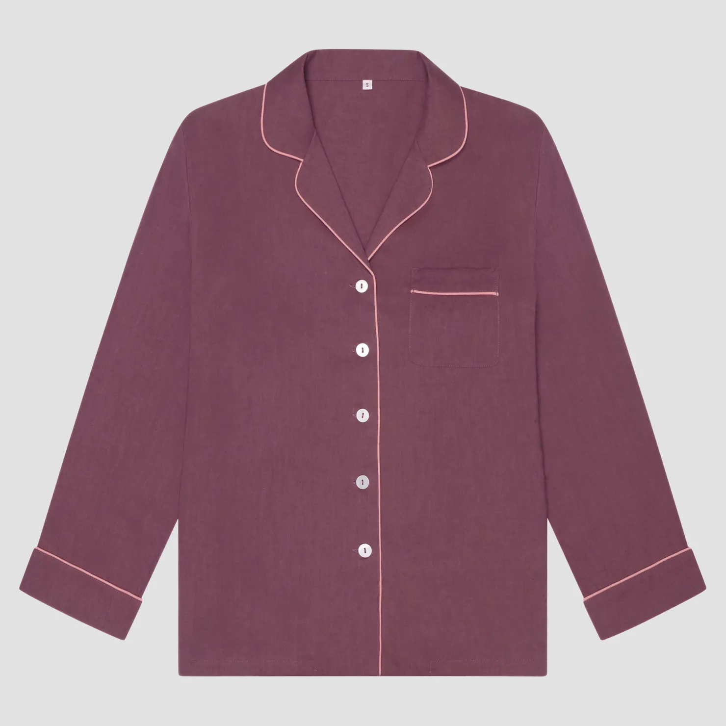 Linen Pajamas>Piglet in Bed Linen Pajama Shirt Fresh Fig