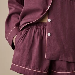 Linen Pajamas>Piglet in Bed Linen Pajama Shorts Fresh Fig