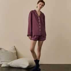 Linen Pajamas>Piglet in Bed Linen Pajama Shorts Fresh Fig