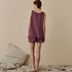Linen Pajamas>Piglet in Bed Linen Tencel Cami Set Fresh Fig