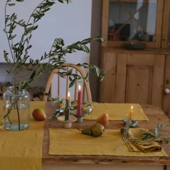 Table Linens>Piglet in Bed 100% Linen Placemats Set of 4 Honey