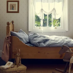 Kids Bedding|Bedding>Piglet in Bed Indigo Kids Gingham Cotton Bedding Set Indigo Small Gingham