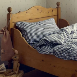 Kids Bedding|Bedding>Piglet in Bed Indigo Kids Gingham Cotton Bedding Set Indigo Small Gingham