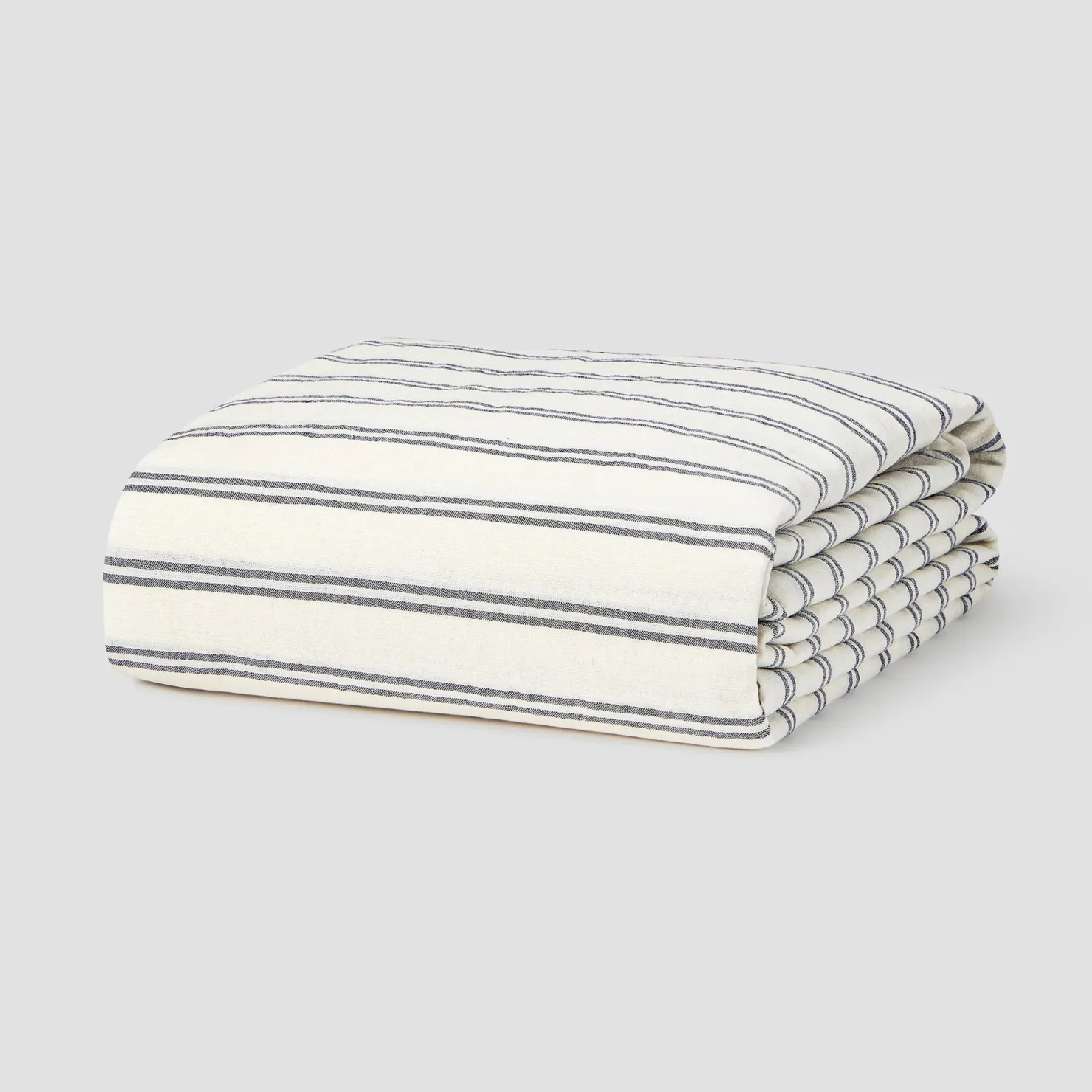 Linen Bedding|Striped Bedding>Piglet in Bed Linen Blend Duvet Cover Ivory Kemptown Stripe