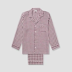 Linen Pajama Sets|Linen Pajamas>Piglet in Bed Men's Pajama Set Berry Gingham