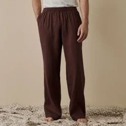 Linen Pajamas>Piglet in Bed Men's Linen Pajama Pants Conker Brown