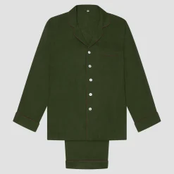 Linen Pajama Sets|Linen Pajamas>Piglet in Bed Men's Linen Pajama Set Fern Green